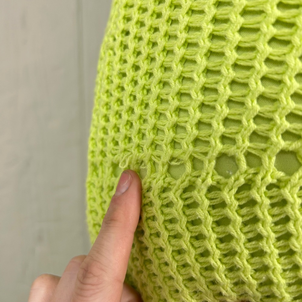 Rachel Zoe Crochet Maxi Dress Lime Green Sleeveless Boho Festival Resort Small - Picture 10 of 10